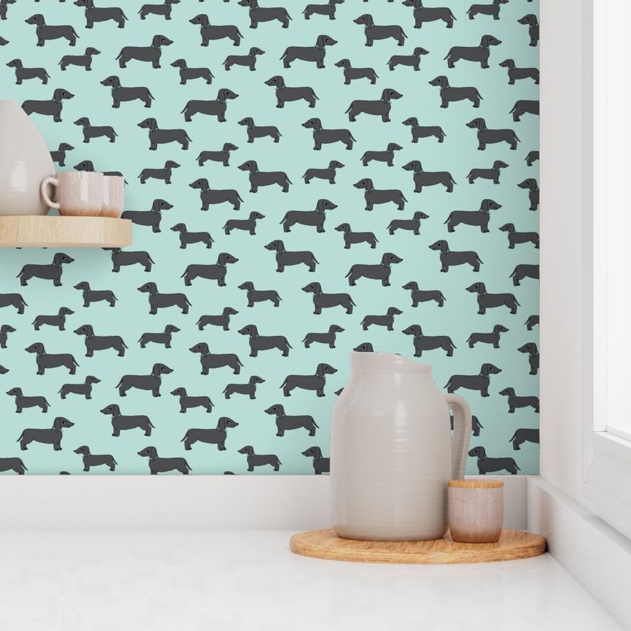 dachshund // doxies charcoal dog fabric doxies fabric design andrea lauren fabric