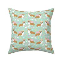 corgi unicorn pastel fabric cute corgi illustration design - mint