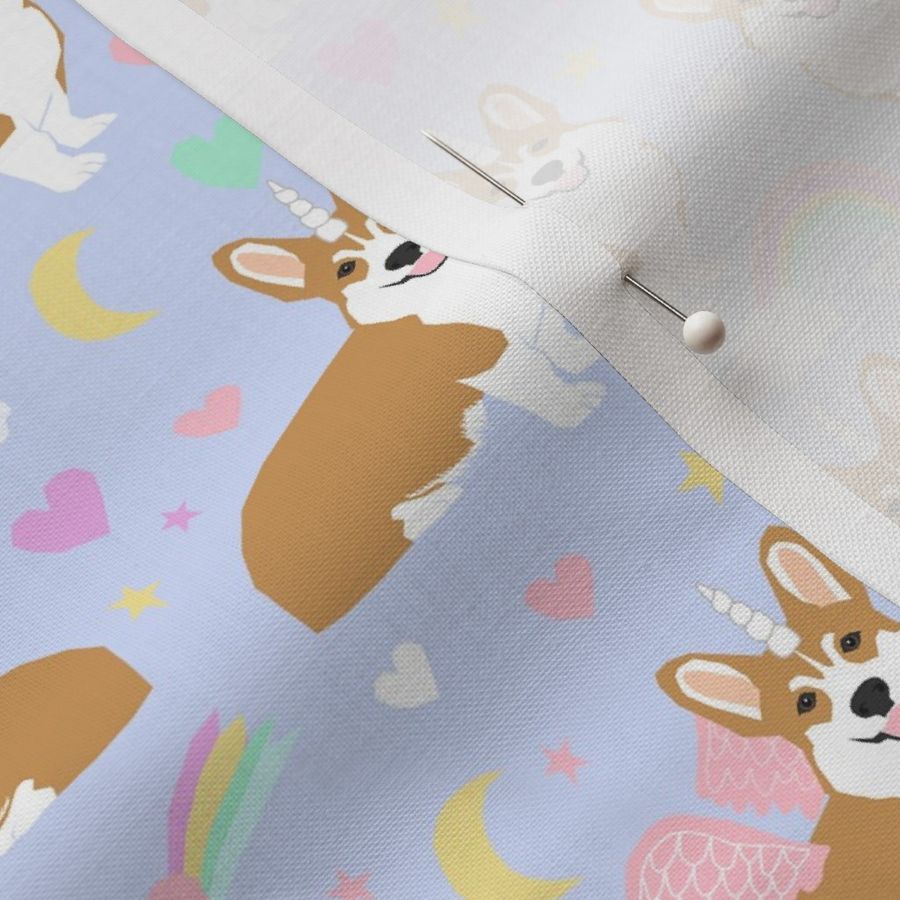 corgi unicorn pastel fabric cute corgi illustration design - purple