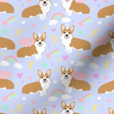 corgi unicorn pastel fabric cute corgi illustration design - purple