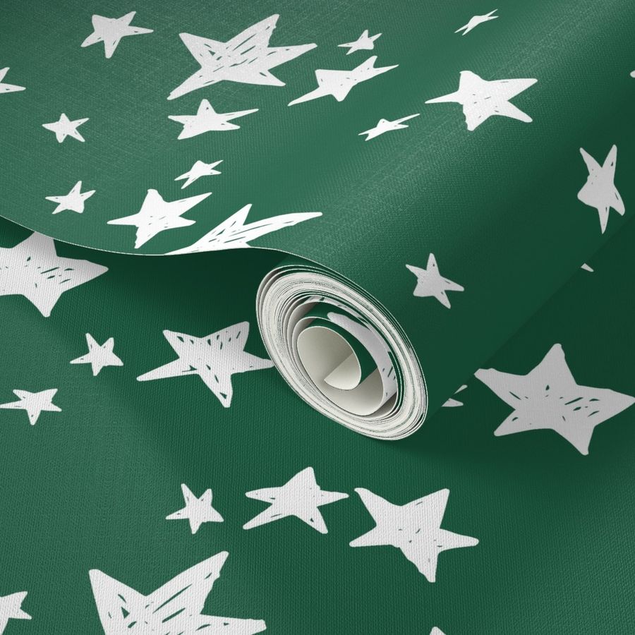 stars // forest green star fabric andrea lauren design nursery baby stars fabric