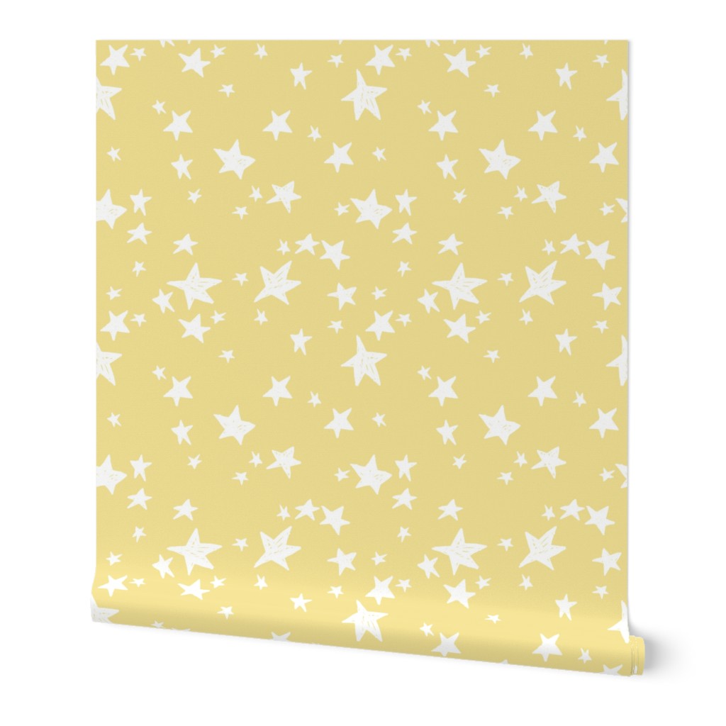 stars // lemon yellow star fabric pastel yellow design andrea lauren fabric