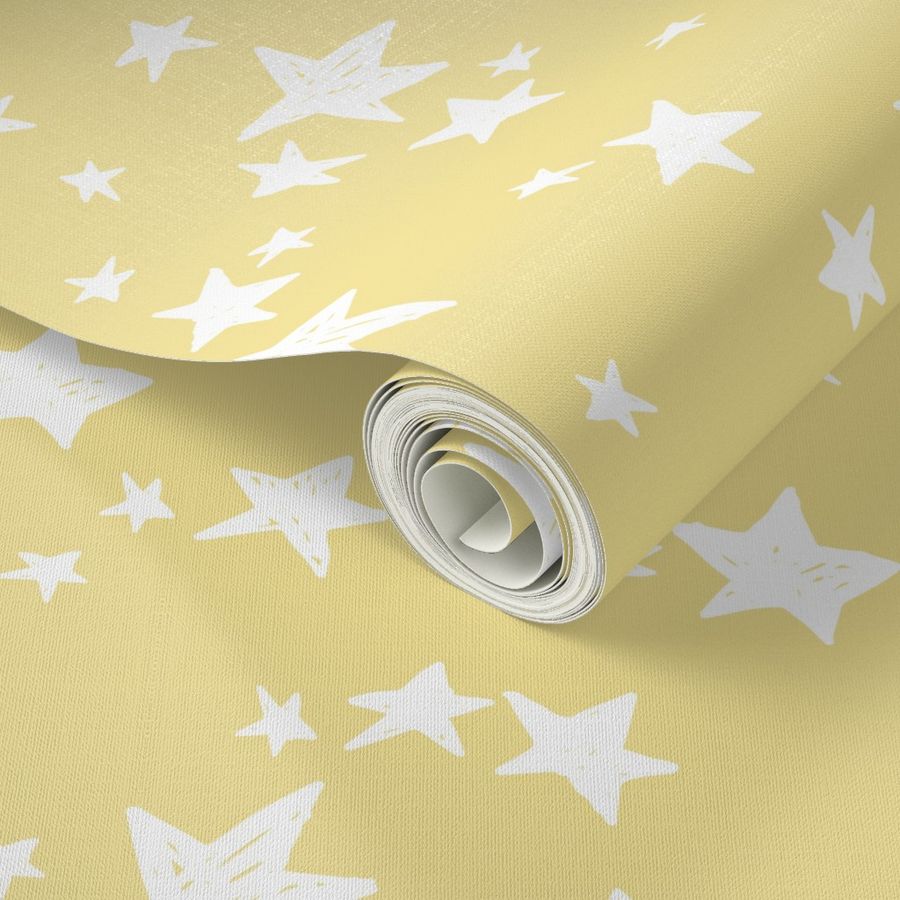 stars // lemon yellow star fabric pastel yellow design andrea lauren fabric