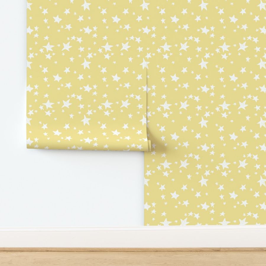 stars // lemon yellow star fabric pastel yellow design andrea lauren fabric