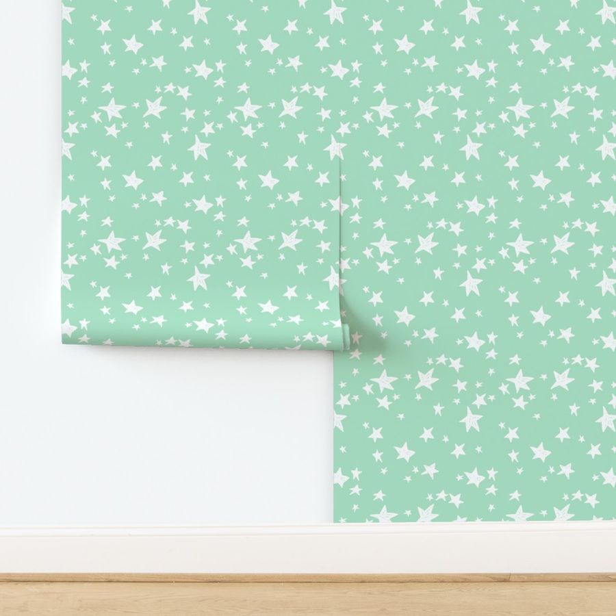 stars // mint green star fabric nursery baby star design scandi fabric by andrea lauren