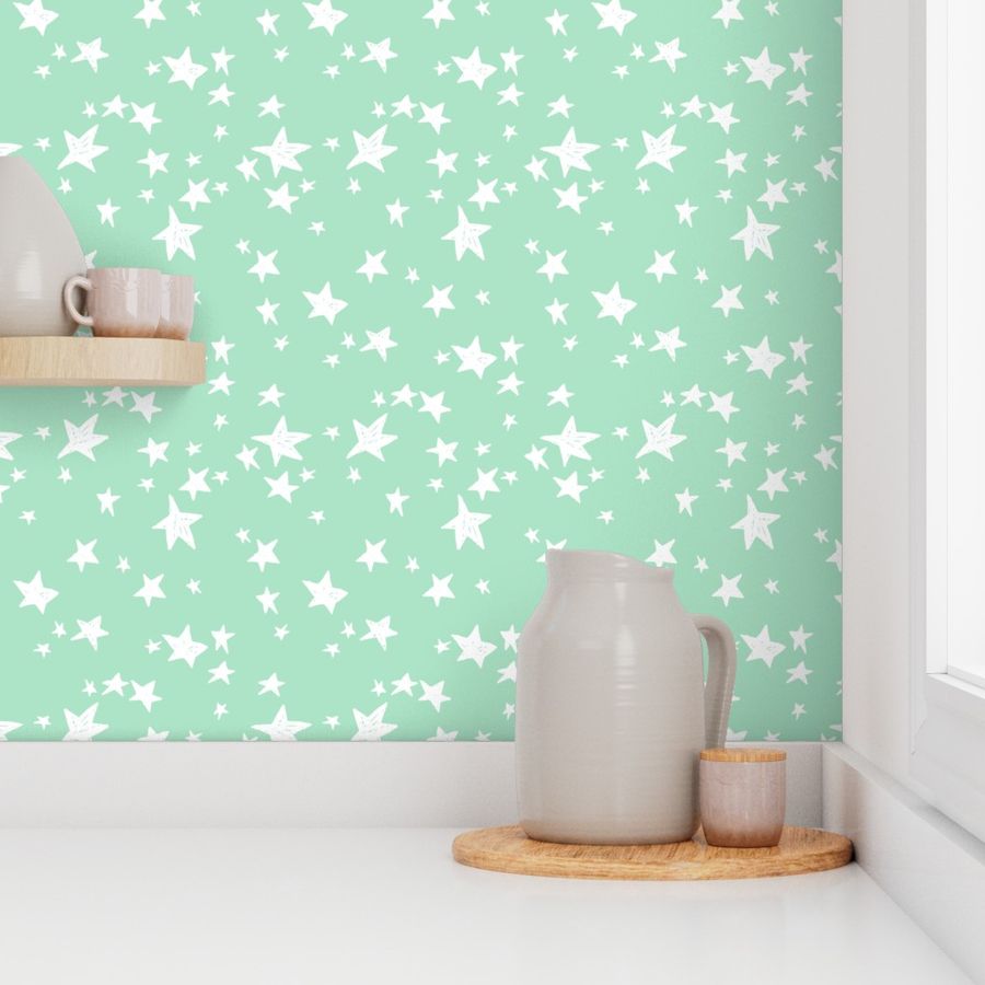 stars // mint green star fabric nursery baby star design scandi fabric by andrea lauren