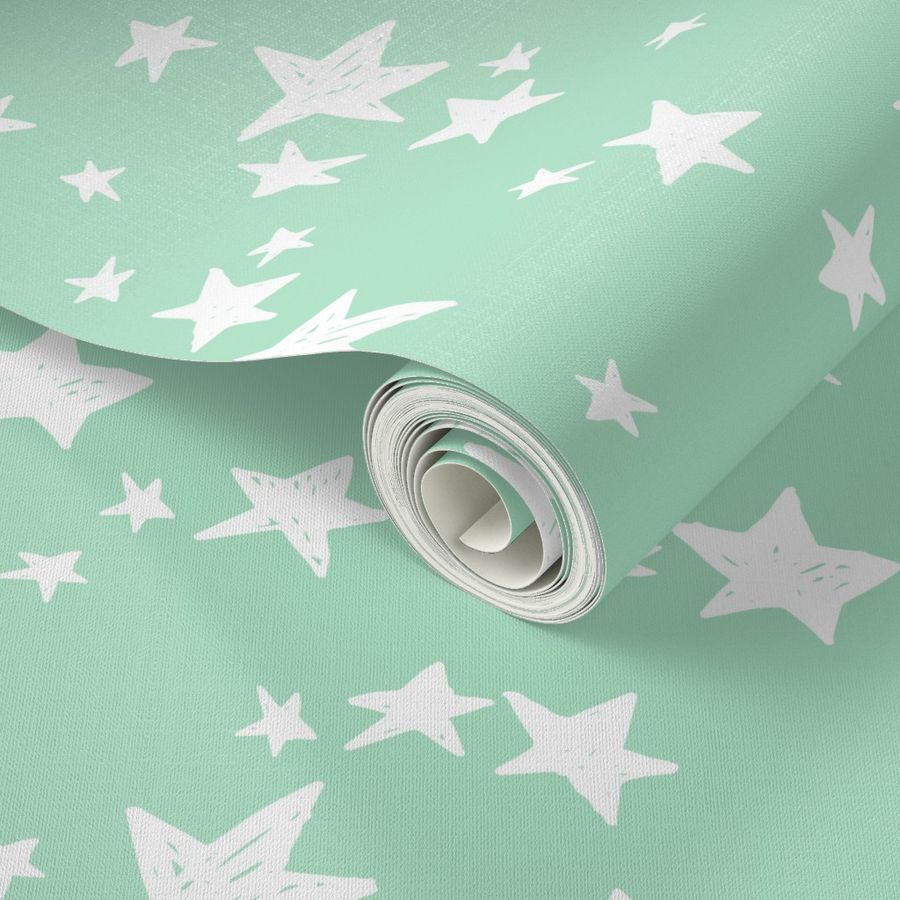 stars // mint green star fabric nursery baby star design scandi fabric by andrea lauren