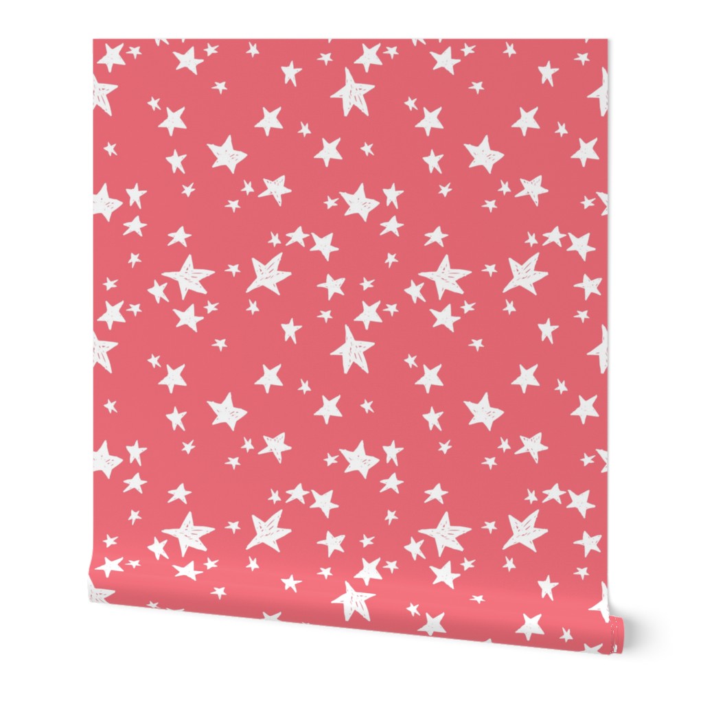 stars // salmon star fabric nursery baby fabric design hand-drawn scandi style by andrea lauren