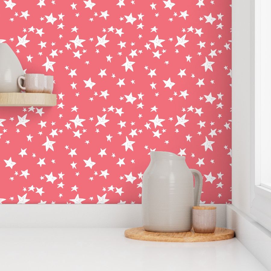 stars // salmon star fabric nursery baby fabric design hand-drawn scandi style by andrea lauren