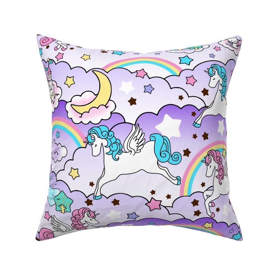 18 Pegasus winged unicorns pegacorns stars rainbows clouds trees ponds lakes teddy bears shooting cats fairy kei lolita sky skies pony ponies horses kawaii japanese inspired moon castles  colorful 