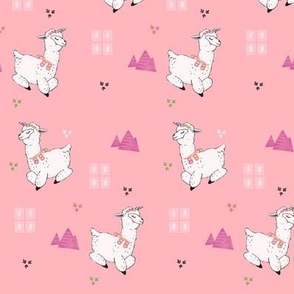 Alpacas on Rose Pink