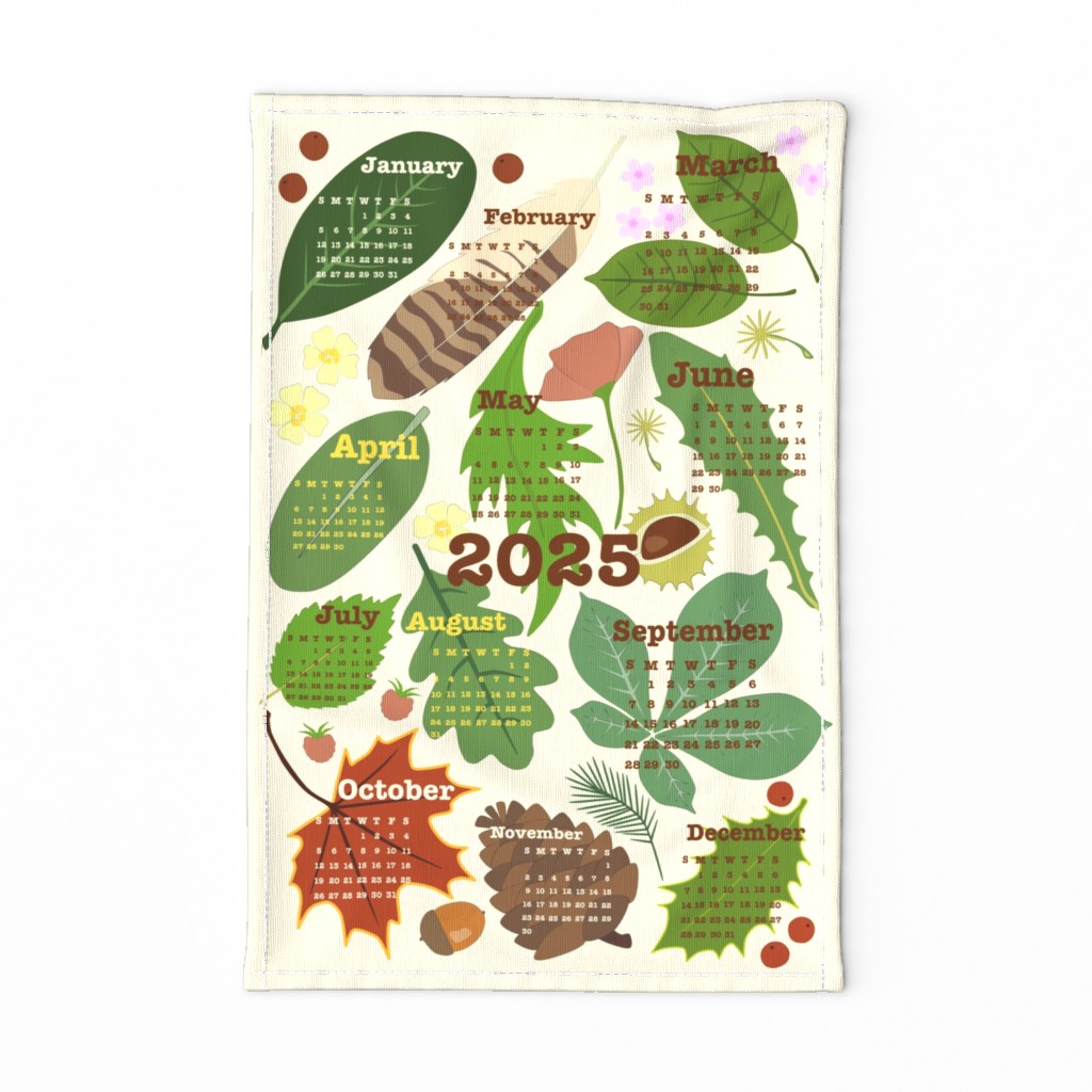 2025 Nature Table Calendar Tea Towel