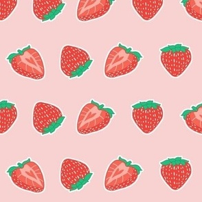 Kawaii Strawberries on Pink