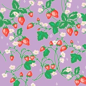 Strawberry Patch on pastel purple