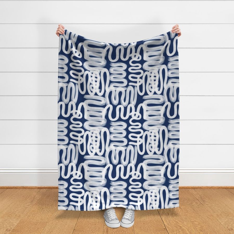 Graffiti Squiggle White on Navy