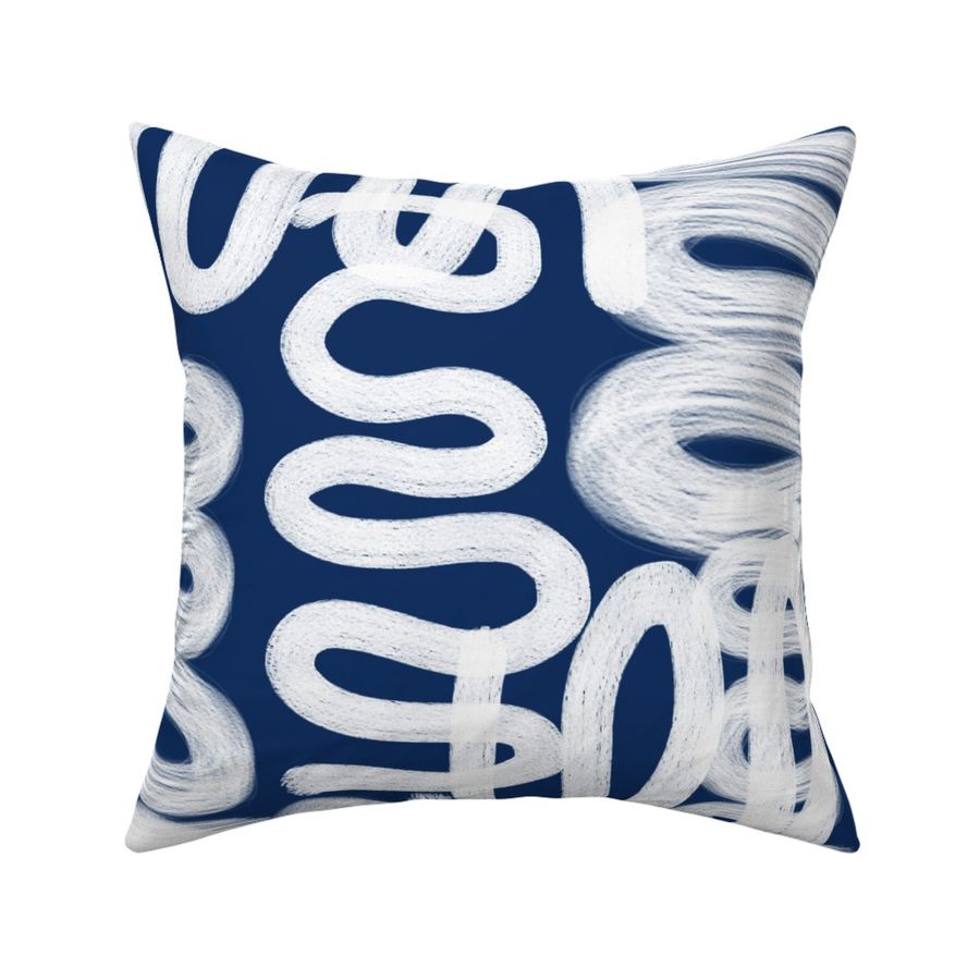 Graffiti Squiggle White on Navy