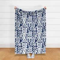 Graffiti Squiggle White on Navy