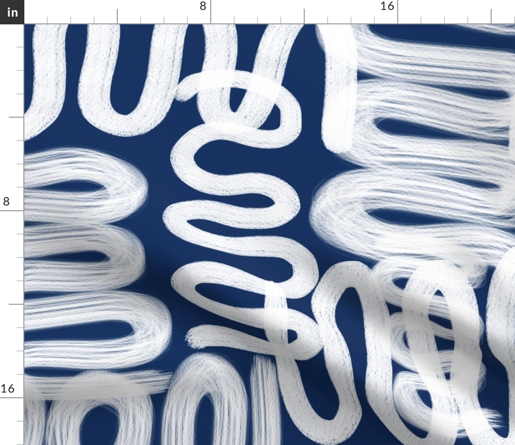 Graffiti Squiggle White on Navy