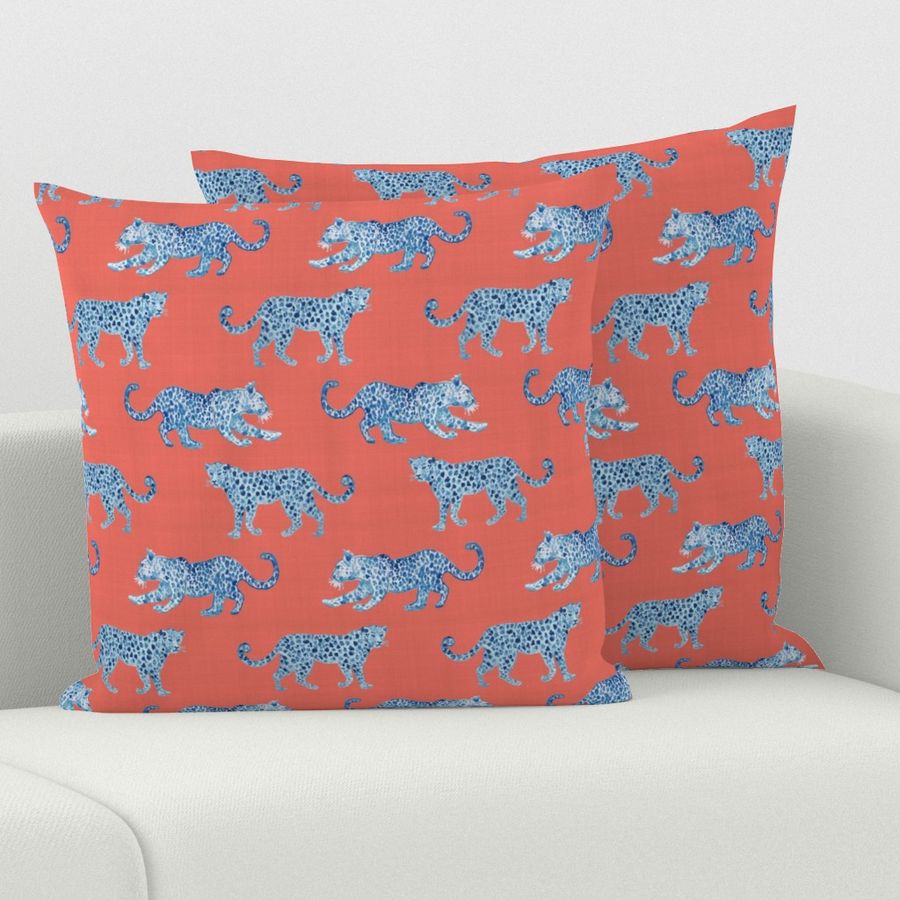 Leopard Parade  Blue on orange