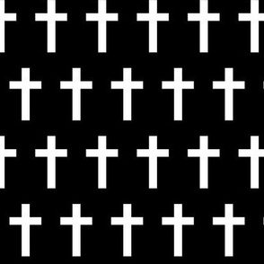 White crosses on black