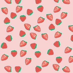 Micro Scatter Strawberries on Pastel pink