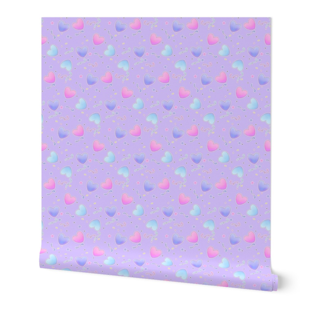 Pastel Fairy Kei Hearts on purple