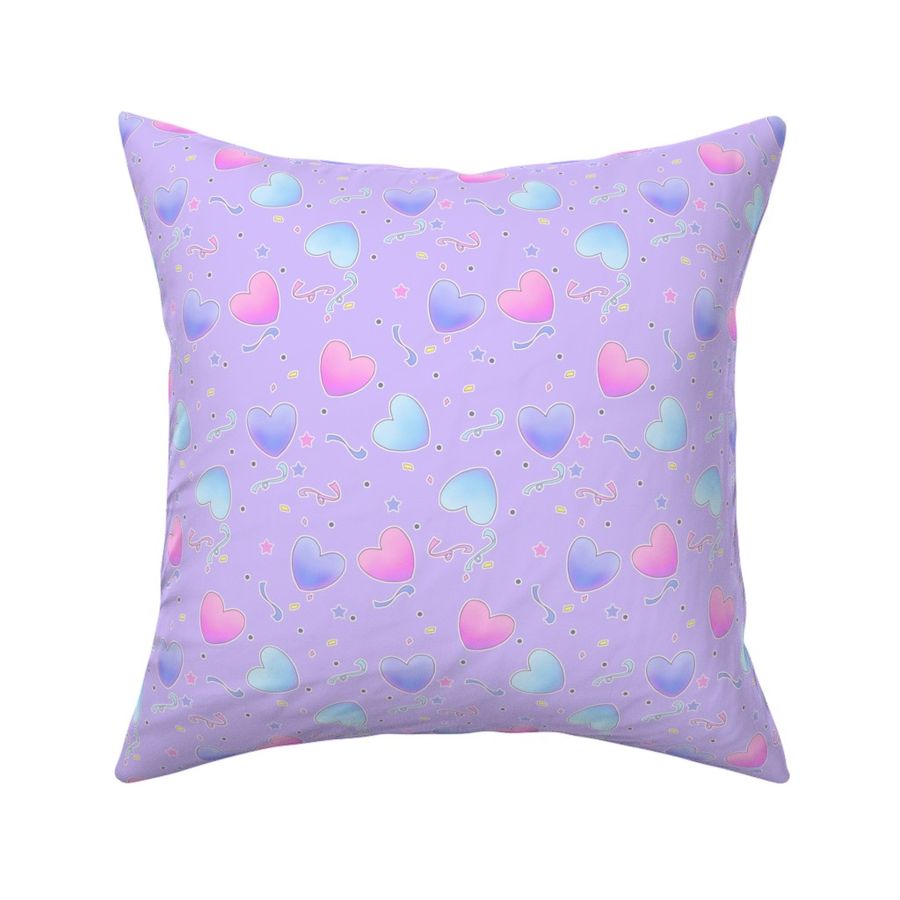 Pastel Fairy Kei Hearts on purple