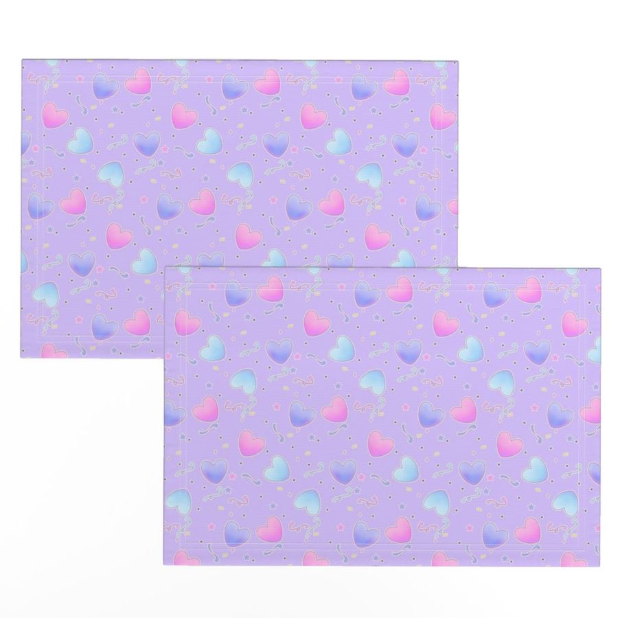 Pastel Fairy Kei Hearts on purple