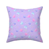 Pastel Fairy Kei Hearts on purple