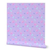 Pastel Fairy Kei Hearts on purple