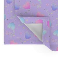 Pastel Fairy Kei Hearts on purple