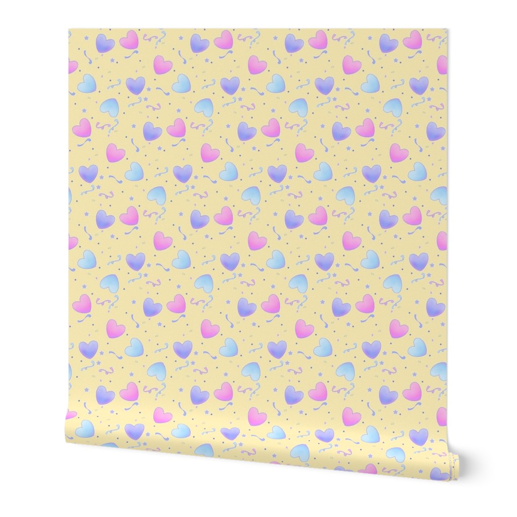 Pastel Fairy Kei Hearts on Yellow