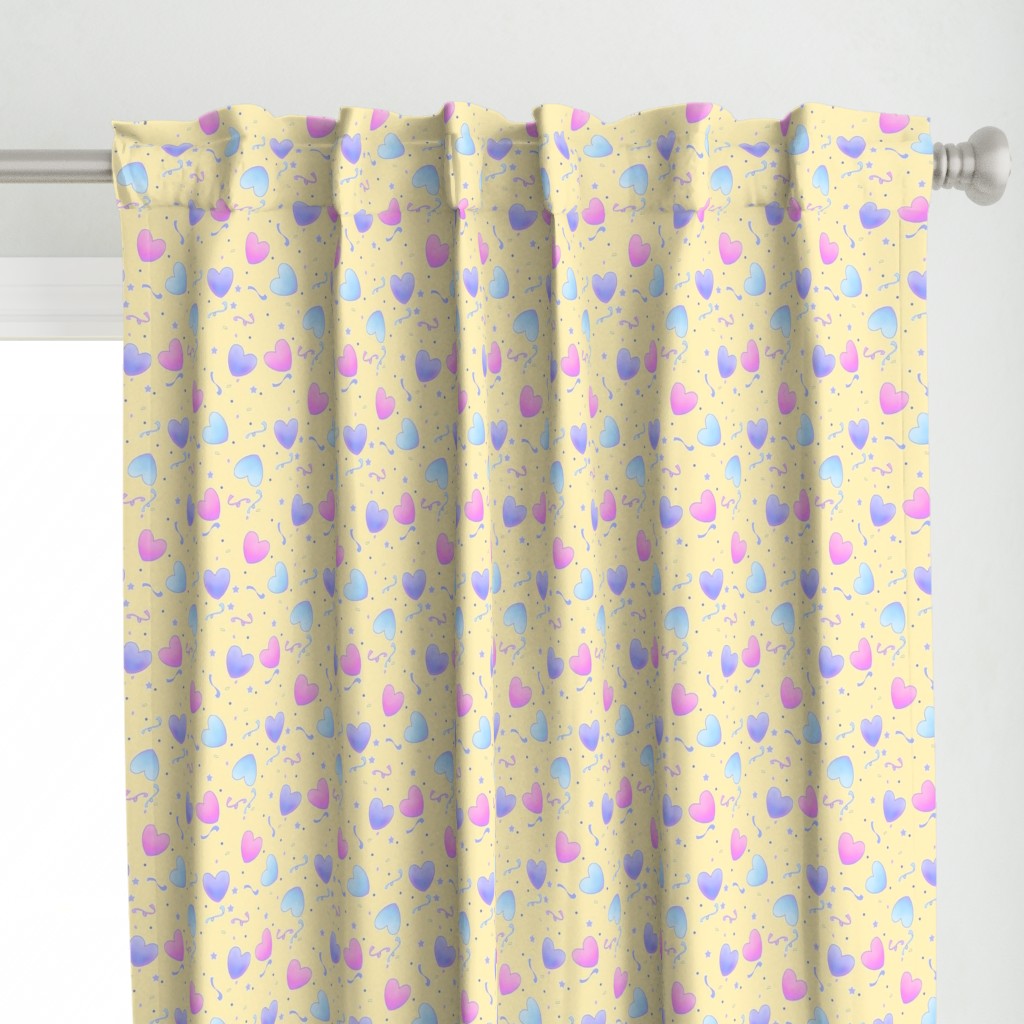 Pastel Fairy Kei Hearts on Yellow