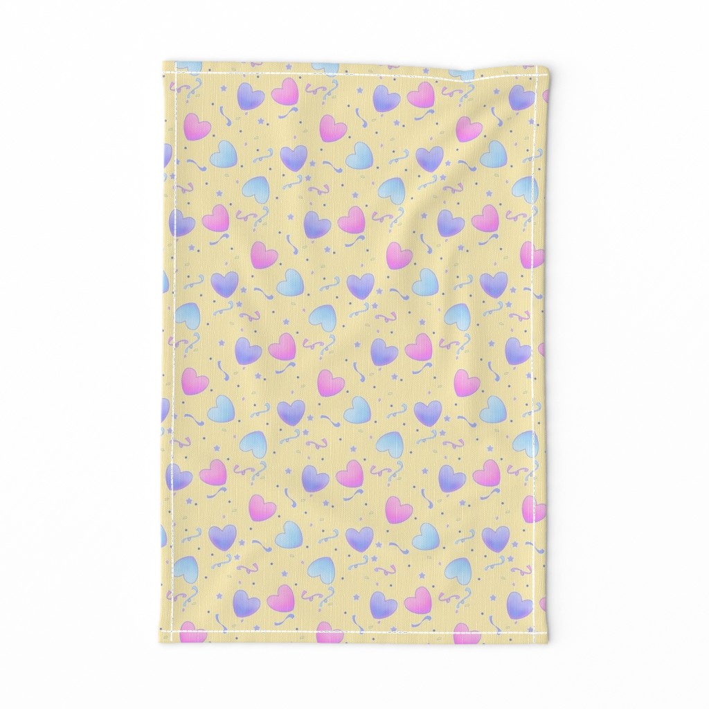 Pastel Fairy Kei Hearts on Yellow