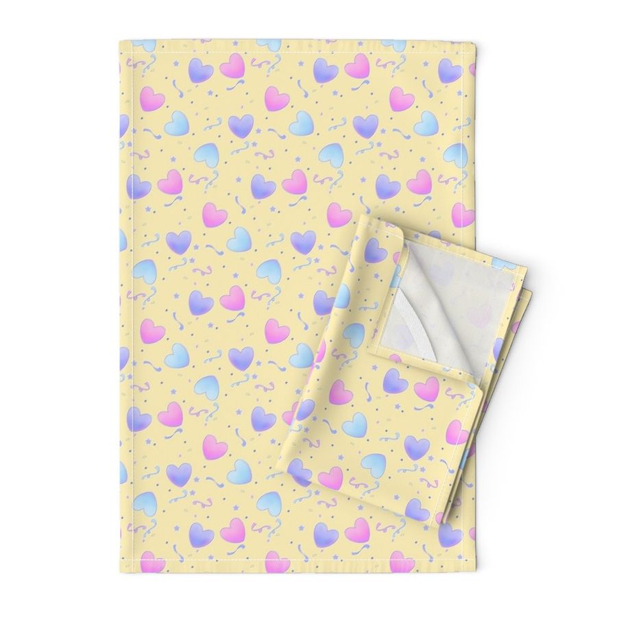 Pastel Fairy Kei Hearts on Yellow