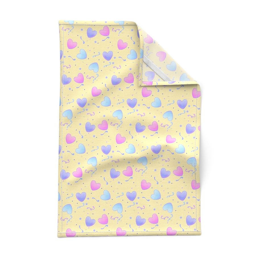 Pastel Fairy Kei Hearts on Yellow