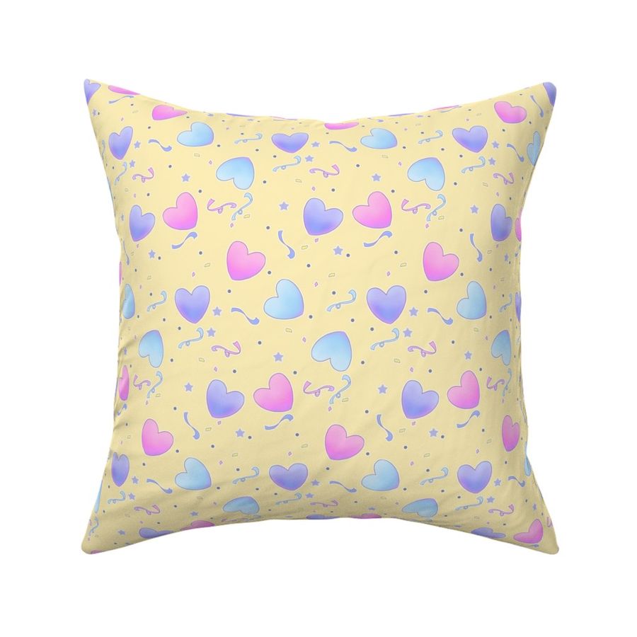 Pastel Fairy Kei Hearts on Yellow