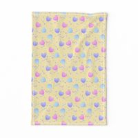 Pastel Fairy Kei Hearts on Yellow