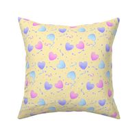 Pastel Fairy Kei Hearts on Yellow