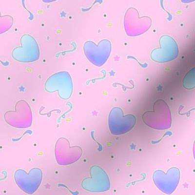 Pastel Fairy Kei Hearts on Pink