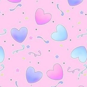 Pastel Fairy Kei Hearts on Pink