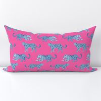 Leopard Parade Blue on Hot Pink