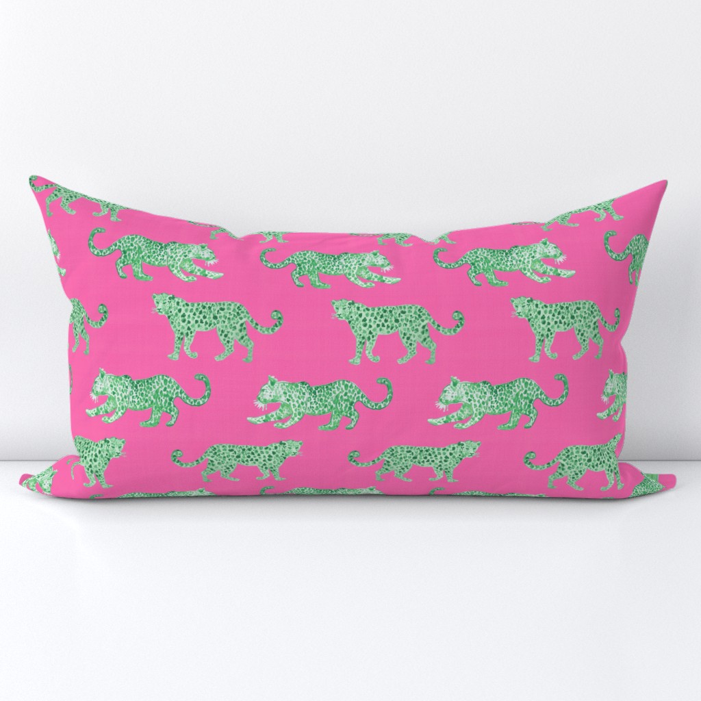 Leopard Parade  Pink with Green