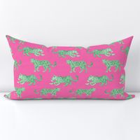 Leopard Parade  Pink with Green